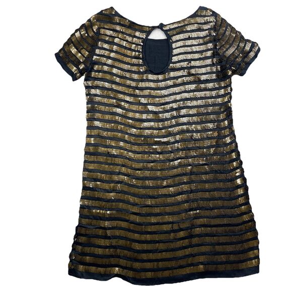 French Connection SERPENT SEQUIN Women’s Short Sleeve Mini Dress Black Gold-6 - Picture 11 of 12
